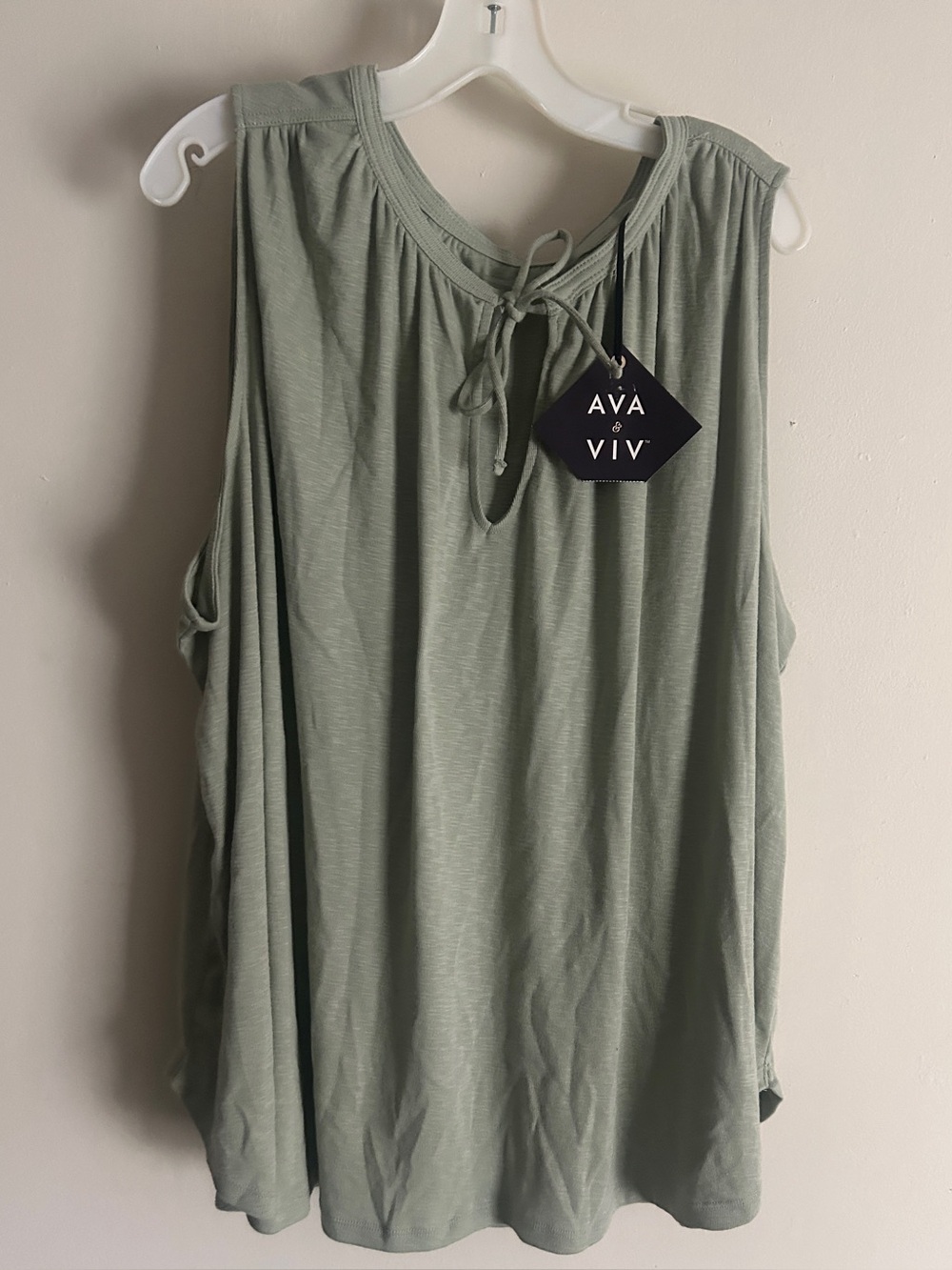 Womens Green Tie-Neck Keyhole Top Plus Size 3X